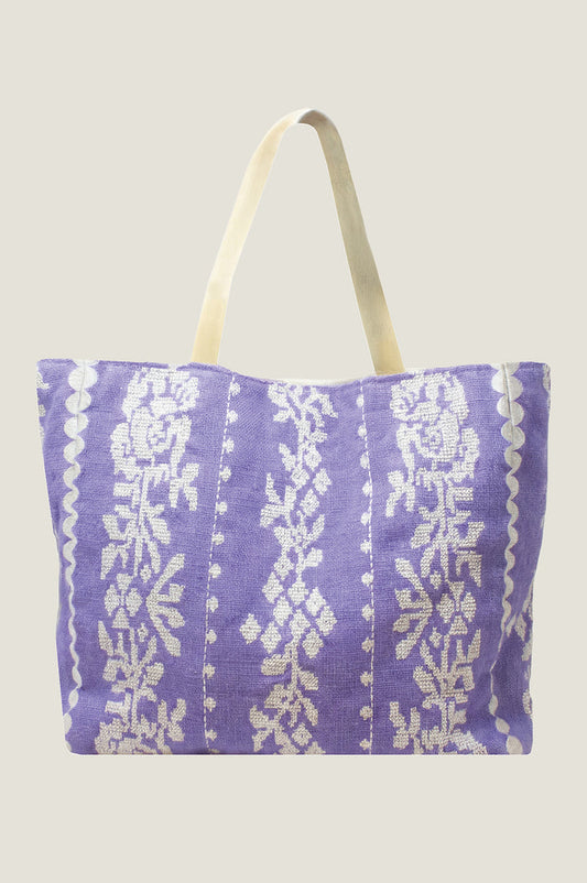 Paros Jute Bag | Cornflower/White
