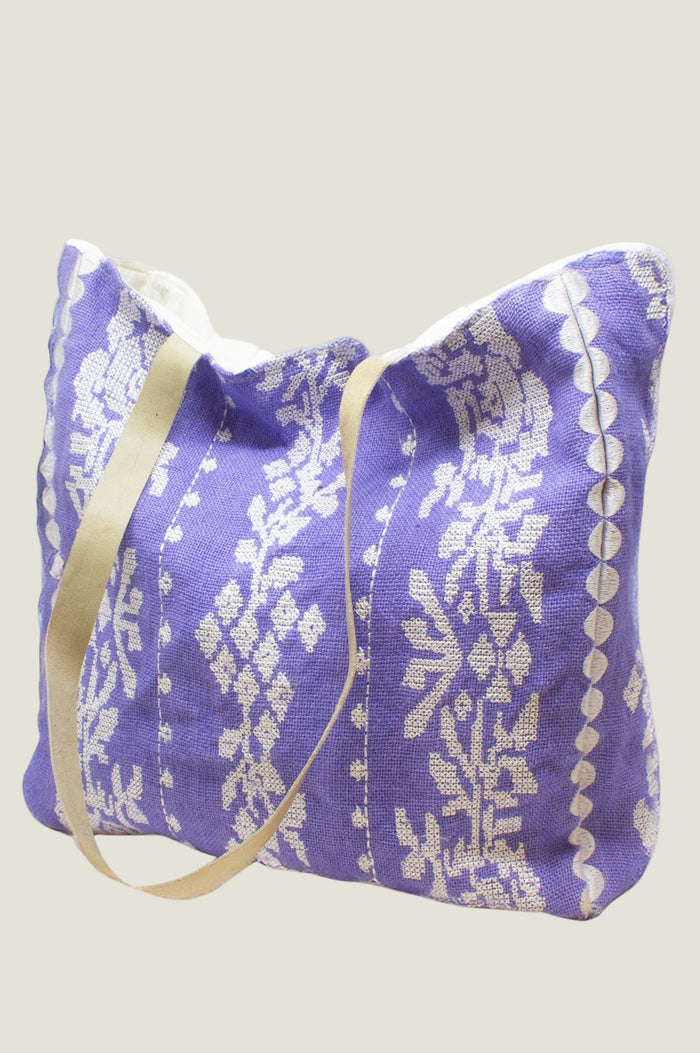 Paros Jute Bag | Cornflower/White