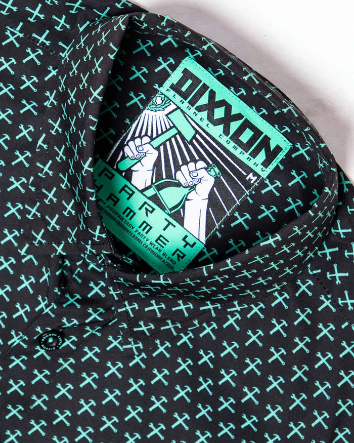 Party Hammer Short Sleeve - Black & Aqua - Dixxon Flannel Co.