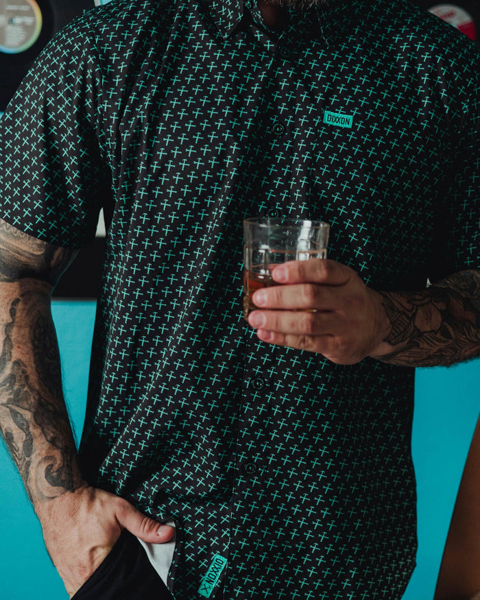 Party Hammer Short Sleeve - Black & Aqua - Dixxon Flannel Co.