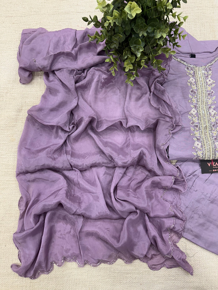 Partywear Muslin silk ready set