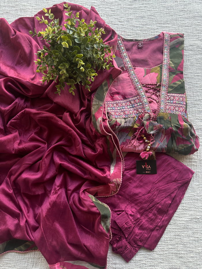 Patywear satin crepe Ready suit set