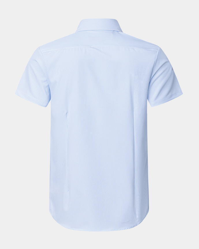 Phenom Classic Light Blue Striped Short Sleeve Dress Shirt
