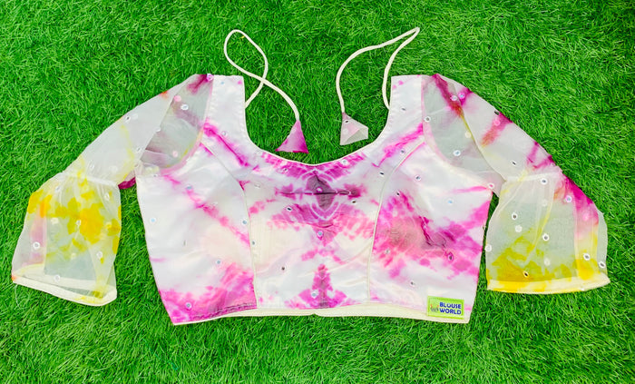 Pink fancy shibori blouse
