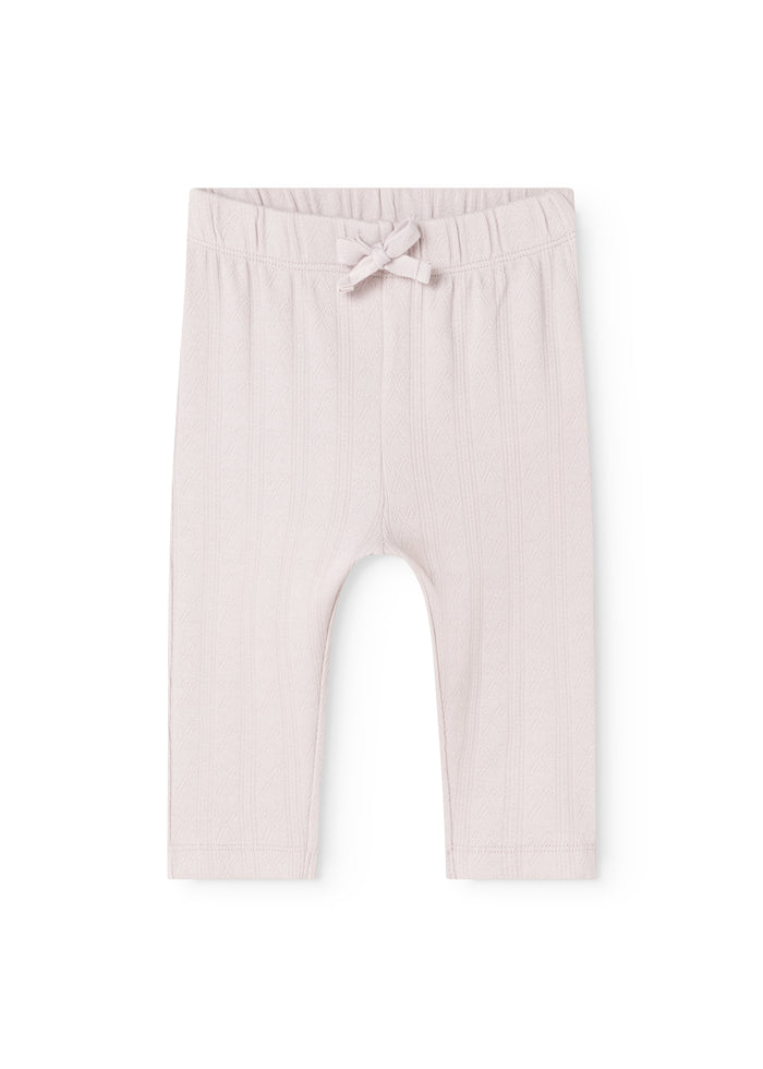 Pitti pants in light violet with elastic waist and knot laces.