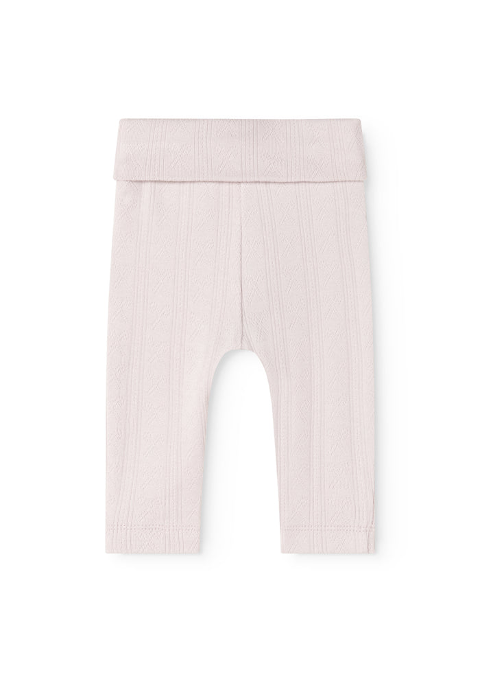 Long baby pants with elastic waistband and uniform vertical knitting