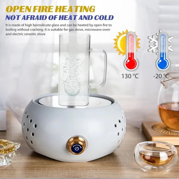 Plain Glass With Handle & Wooden Lid