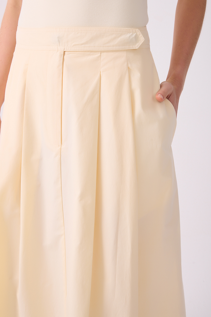 Pleated Tailored Cotton Maxi Skirt_5