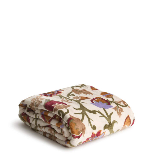 Plush Throw Blanket-Midnight Garden Paisley Antique White-Image 1-Vera Bradley