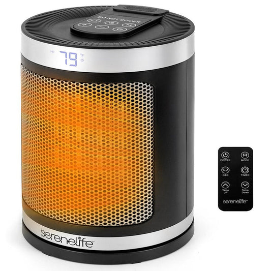 Portable Space Heater - Indoor Electric Heater With Thermostat, Remote, Digital Display, 12-Hour Timer, 3 Heating Modes, Fast & Safe Ptc Ceramic Heating For Home, Office, Bedroom (Black)