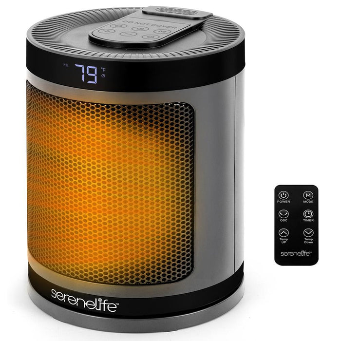 Portable Space Heater - Indoor Electric Heater With Thermostat, Remote, Digital Display, 12-Hour Timer, 3 Heating Modes, Fast & Safe Ptc Ceramic Heating For Home, Office, Bedroom  (Gray)