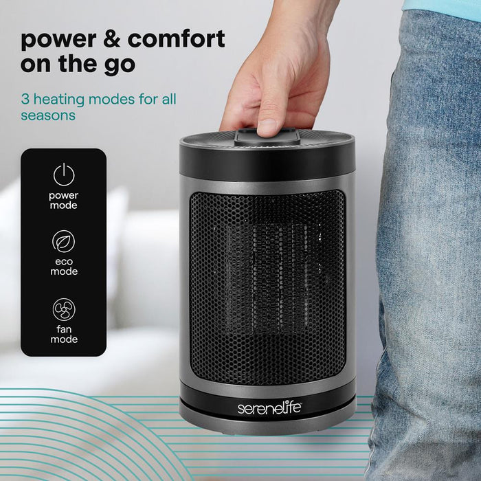 Portable Space Heater - Indoor Electric Heater With Thermostat, Remote, Digital Display, 12-Hour Timer, 3 Heating Modes, Fast & Safe Ptc Ceramic Heating For Home, Office, Bedroom  (Gray)