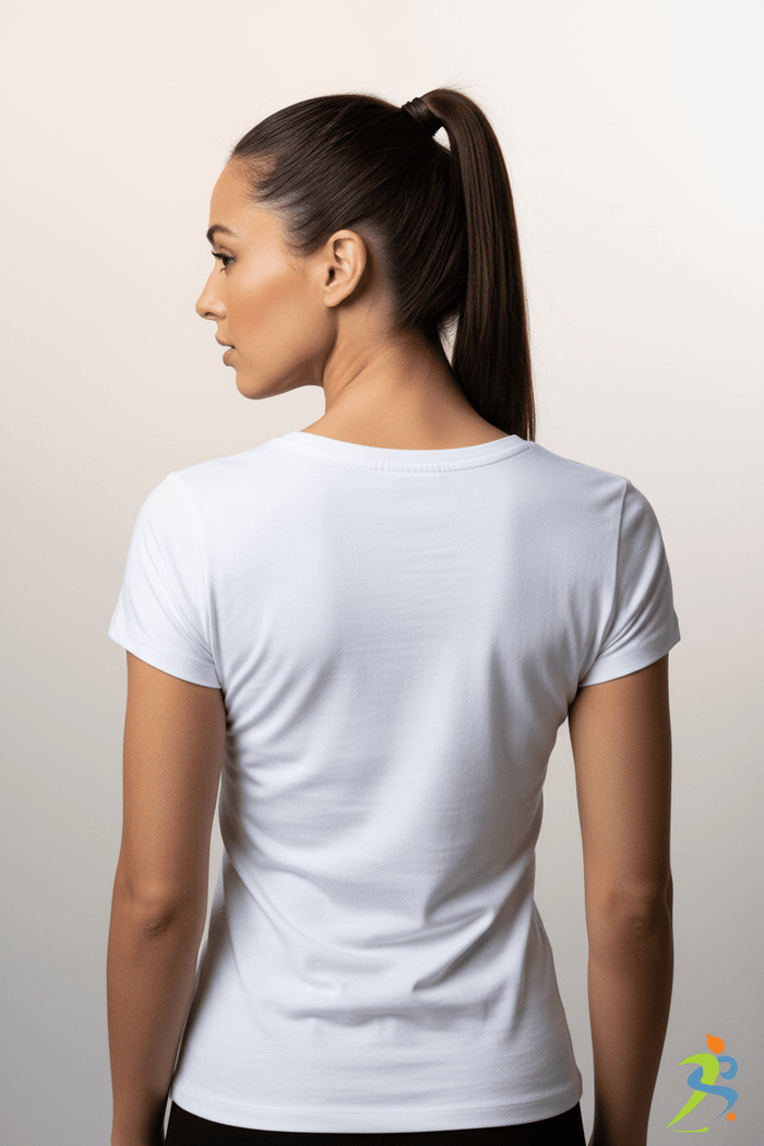 Premium White Women’s V‑Neck Short‑Sleeve Cotton Tee – Classic Fit - Zipzone International