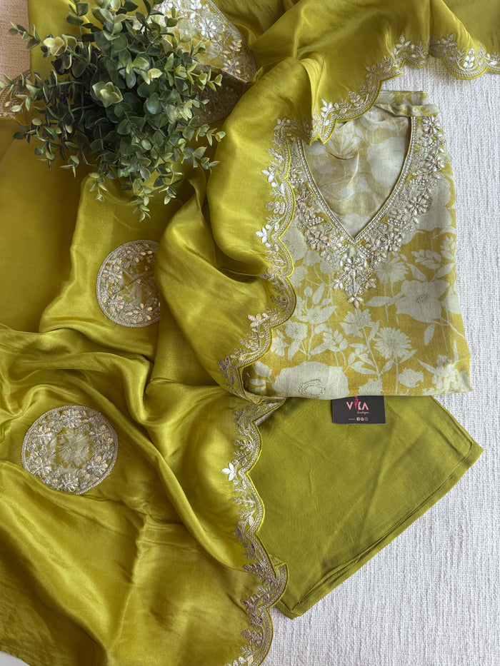 Printed Tissue silk suit material