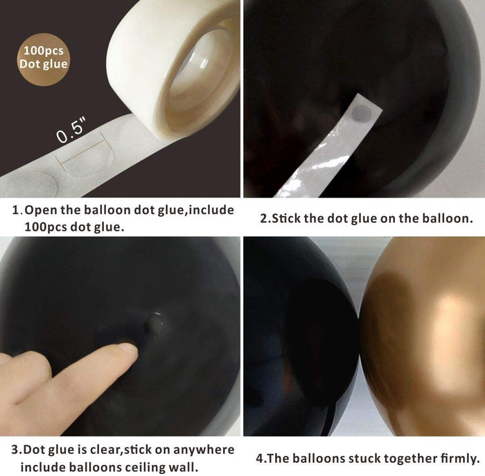 PS092 - Black and gold latex balloon Birthday Kit