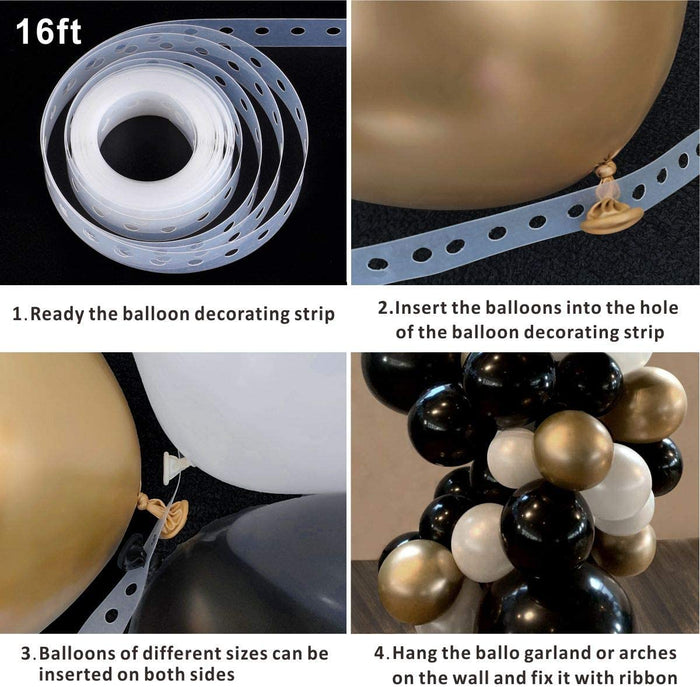 PS092 - Black and gold latex balloon Birthday Kit