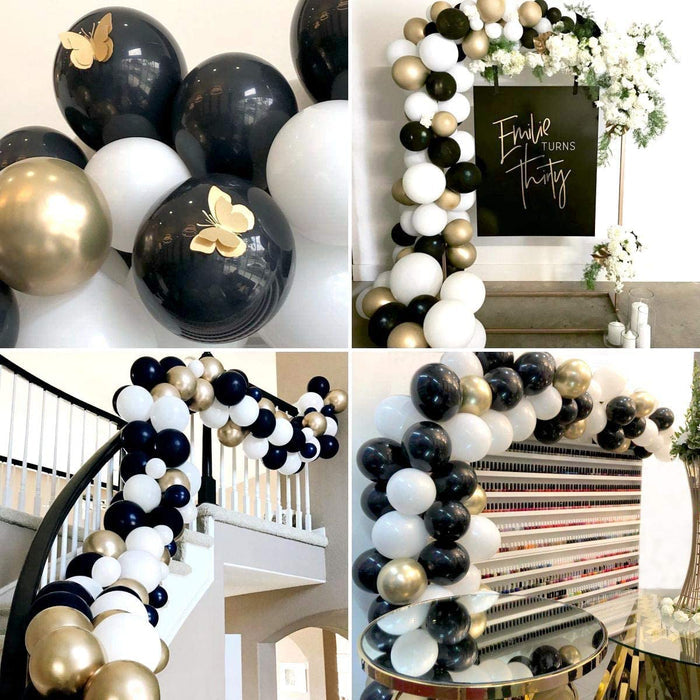 PS092 - Black and gold latex balloon Birthday Kit
