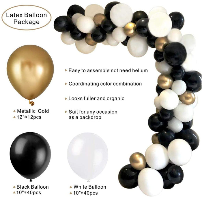 PS092 - Black and gold latex balloon Birthday Kit