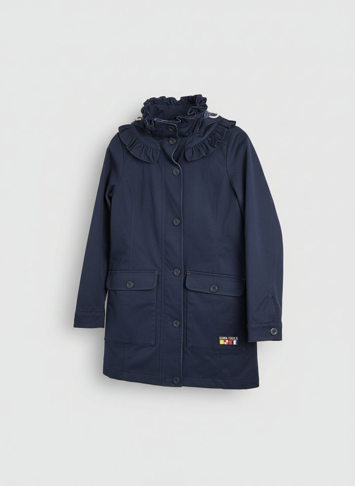 Quba Sails Blue (XS) Jacket UK 8 EU 36 Cotton Hooded Coat