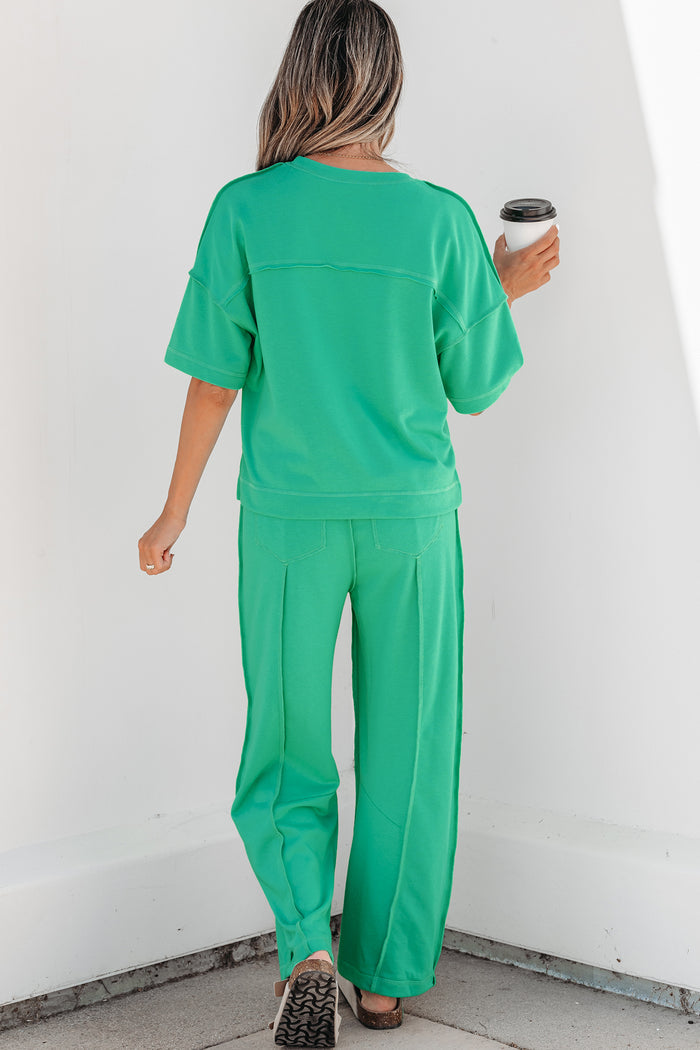 Racing Red Drop Shoulder Boxy Tee and Barrel Pants Set