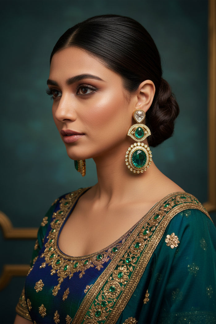 Rajwadi emerald earrings