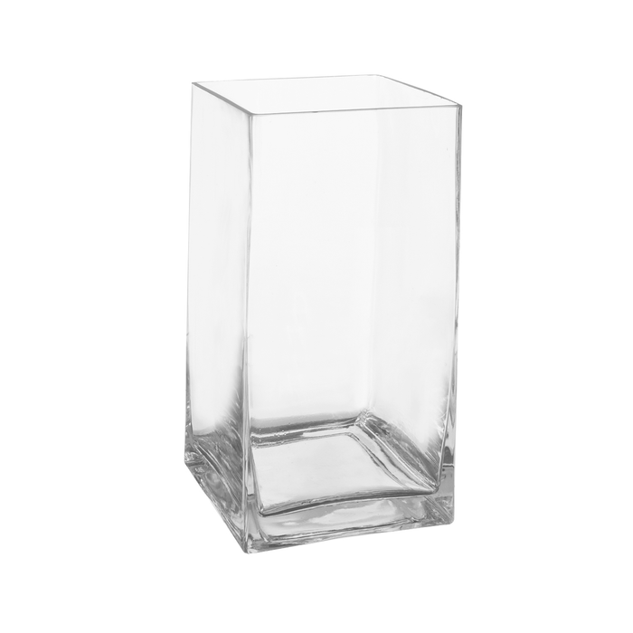 RECTANGLE GLASS COLUMN VASE - 5" × 5" × 10" - 6-Piece per Pack