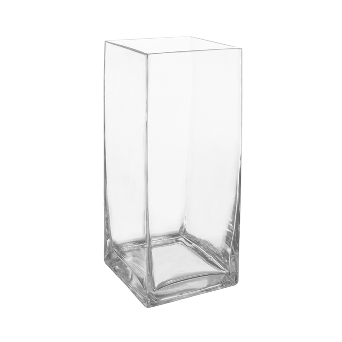 RECTANGLE GLASS COLUMN VASE - 5" × 5" × 12" - 6-Piece per Pack