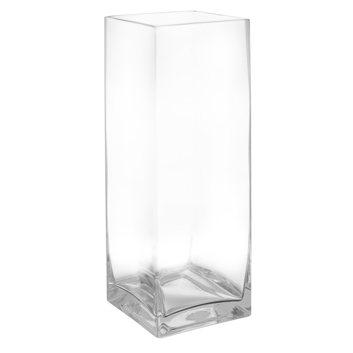 RECTANGLE GLASS COLUMN VASE - 5" × 5" × 14" - 6-Piece per Pack