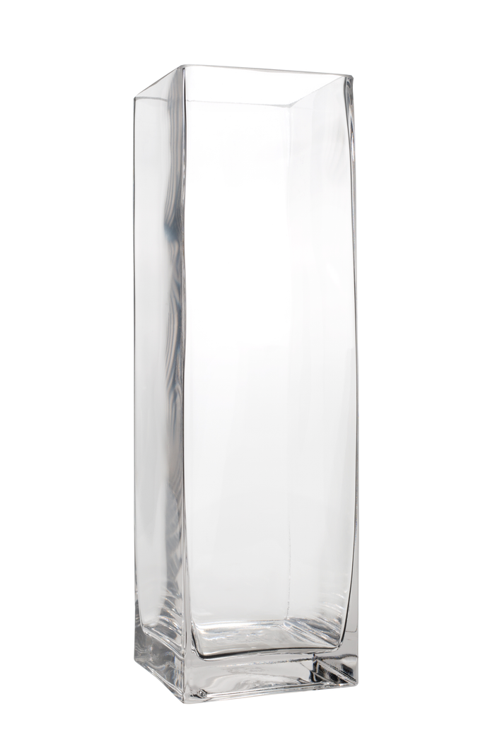 RECTANGLE GLASS COLUMN VASE - 5" × 5" × 16" - 6-Piece per Pack