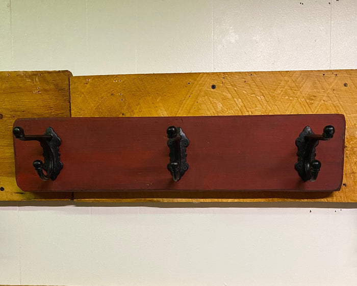 Red Painted 3-hook Coat Rack