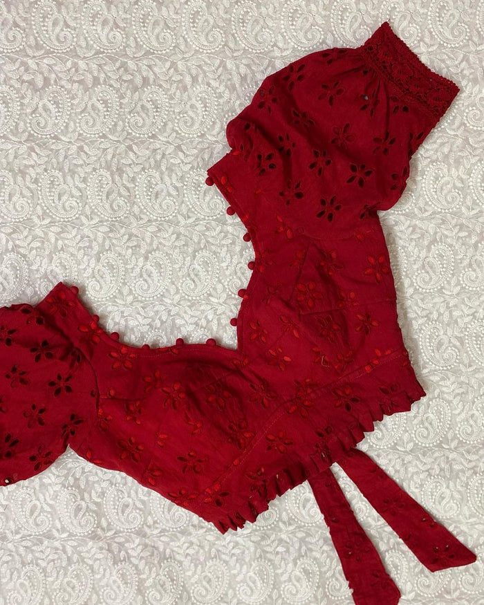 Red Tulip Puff Sleeves