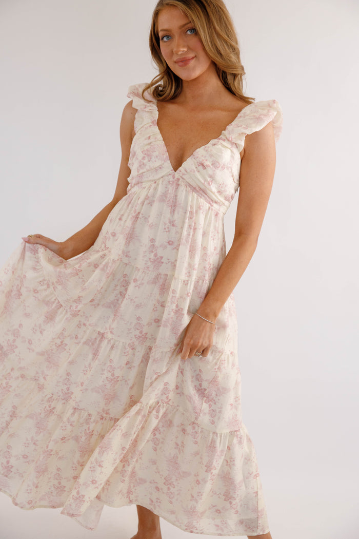 Floral Ruffle Strap Maxi Dress – Romantic Cottagecore Tiered Dress- Mable Floral Maxi dress