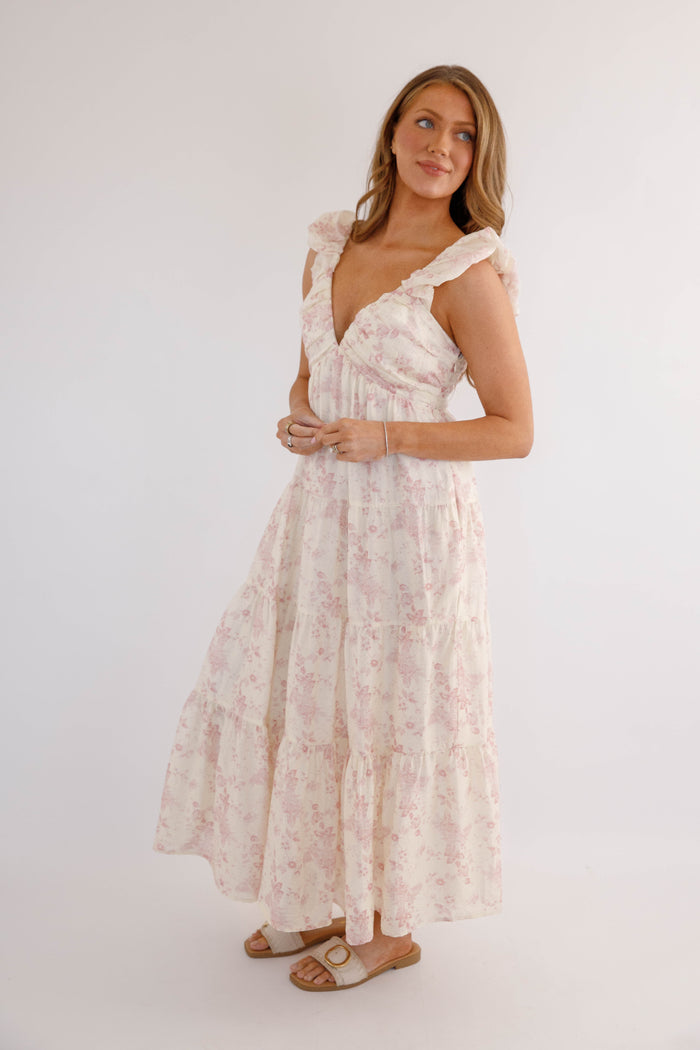 Floral Ruffle Strap Maxi Dress – Romantic Cottagecore Tiered Dress- Mable Floral Maxi dress