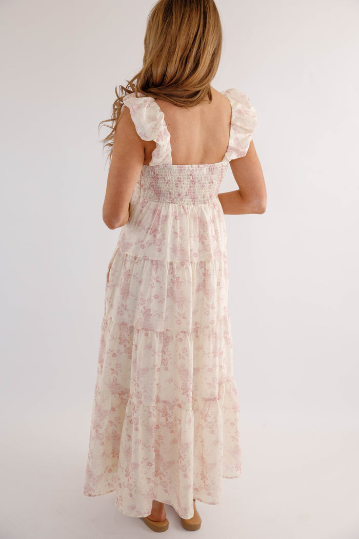 Floral Ruffle Strap Maxi Dress – Romantic Cottagecore Tiered Dress- Mable Floral Maxi dress