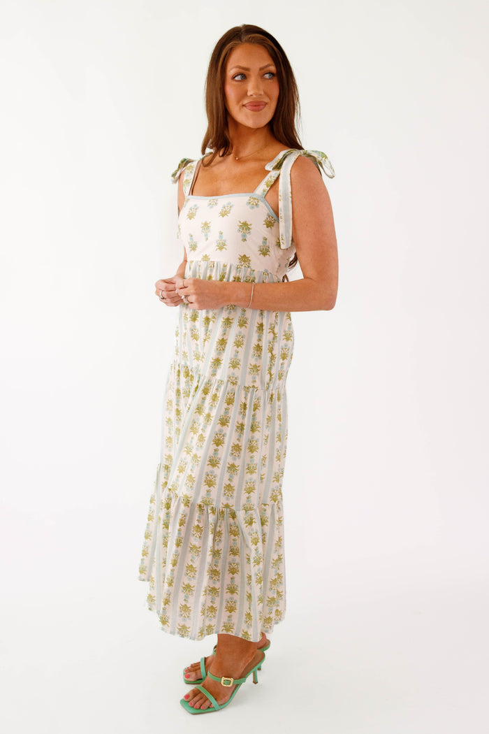Striped Floral Maxi Dress- Cute and Affordable Maxi Dress- Floral Print Flowy Maxi Dress