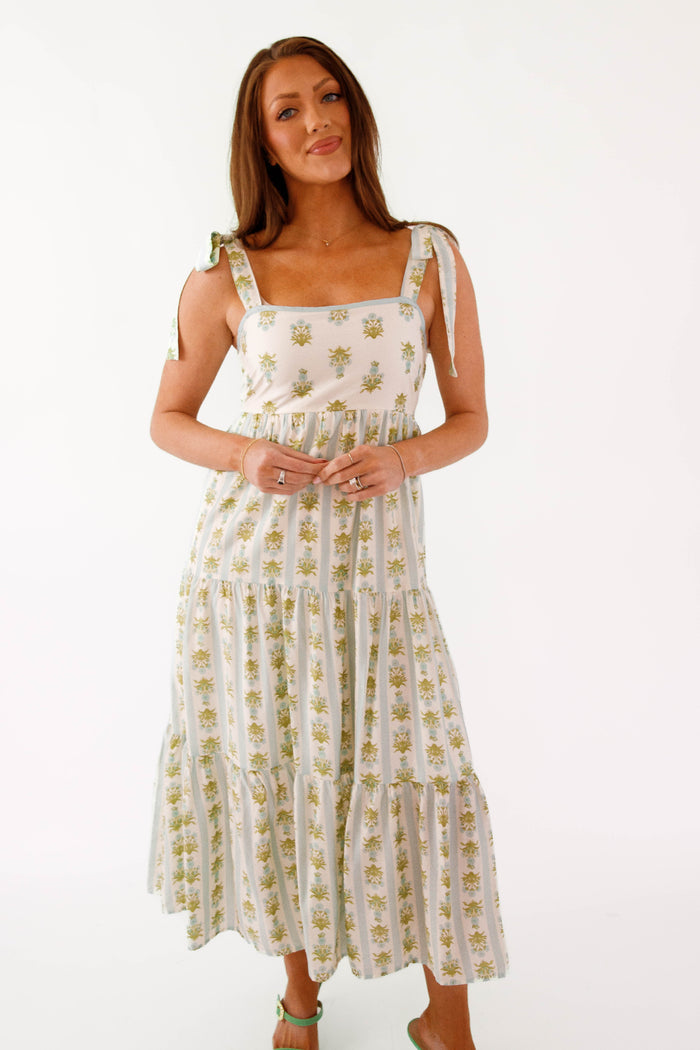 Striped Floral Maxi Dress- Cute and Affordable Maxi Dress- Floral Print Flowy Maxi Dress