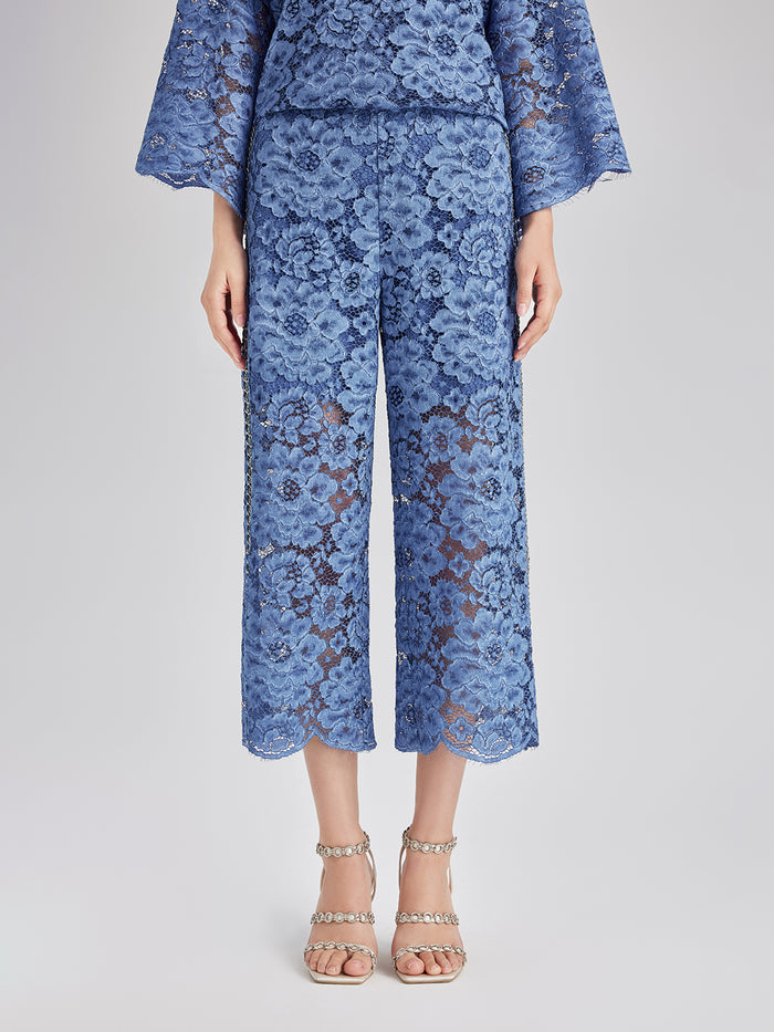 Retro Blue Wash Lace Elastic Pants