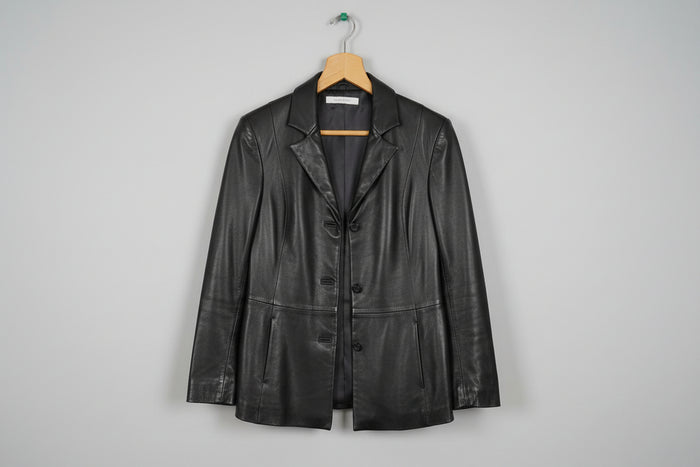 Rocha John Rocha Ladies 100% Black Leather Jacket - GOOD USED CONDITION