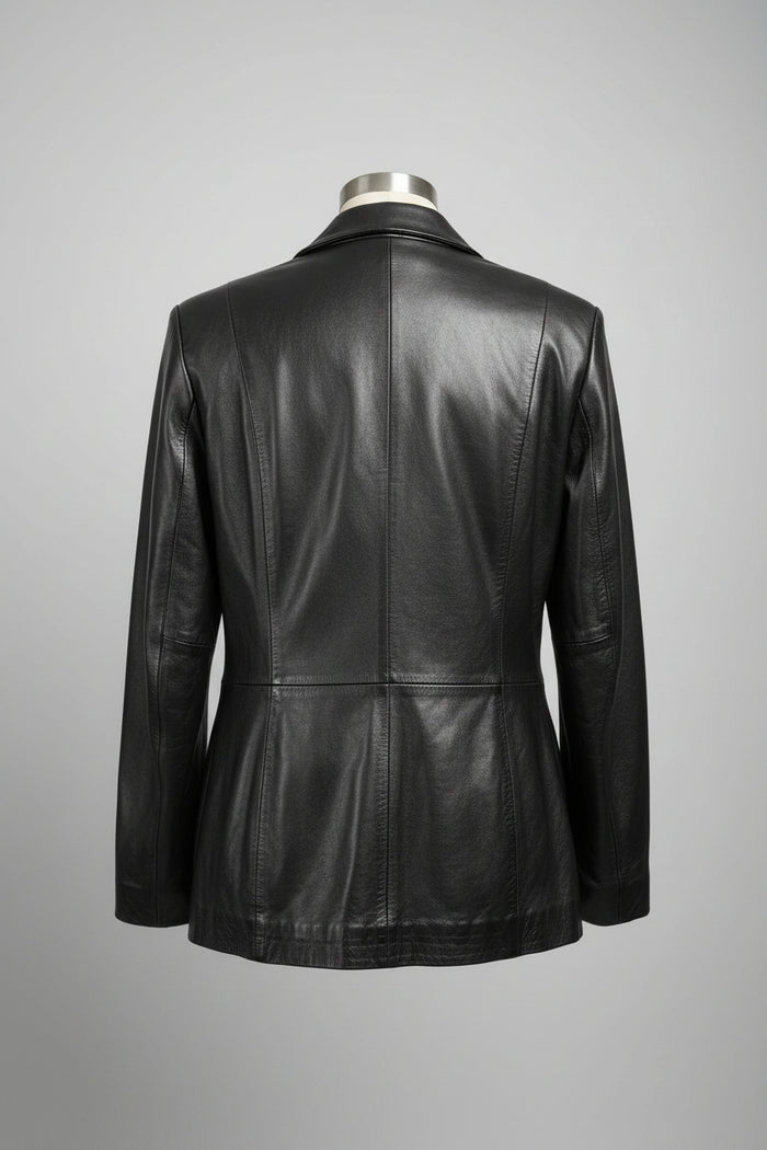 Rocha John Rocha Ladies 100% Black Leather Jacket - GOOD USED CONDITION
