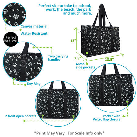 Round Of a Paws NGIL Zippered Caddy Large Organizer Tote Bag