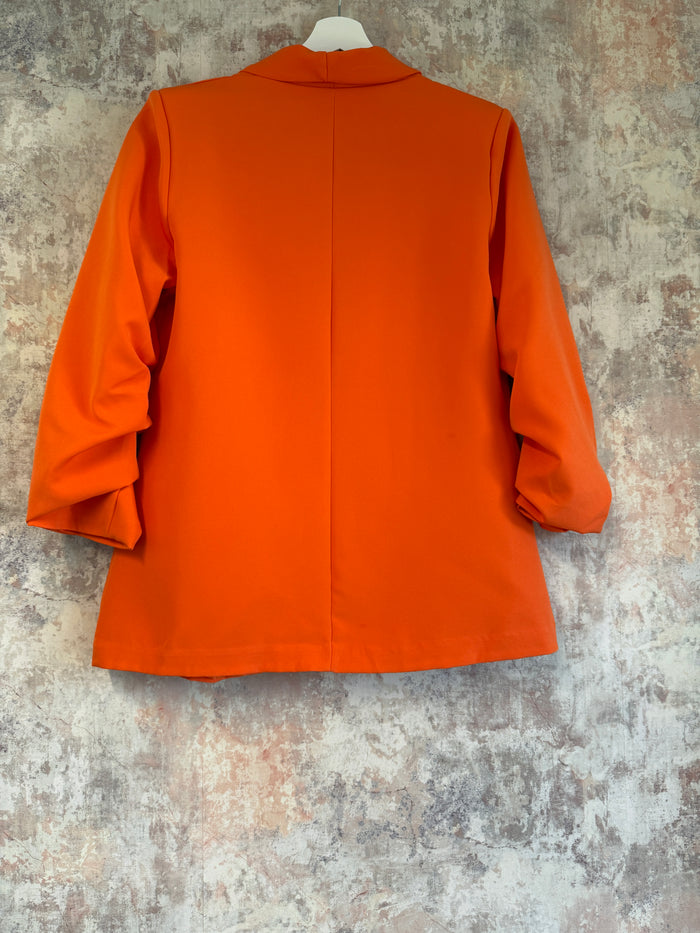 Ruched Sleeve Blazer Orange