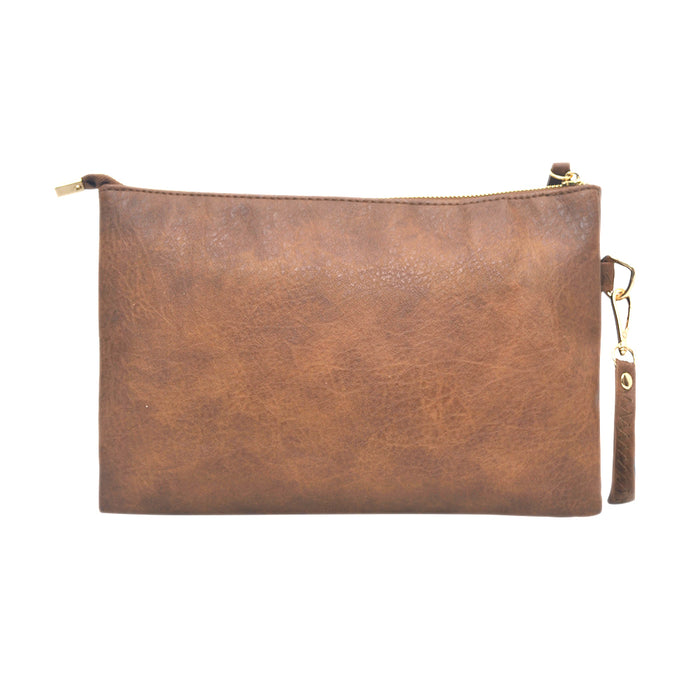 !SALE! Brown NGIL Faux Leather Push Lock Clutch/Crossbody Bag