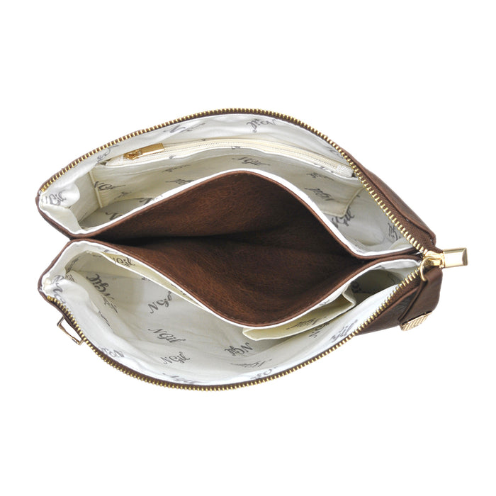!SALE! Brown NGIL Faux Leather Push Lock Clutch/Crossbody Bag