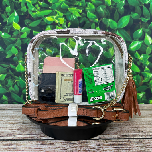 clear crossbody bag, stadium clear bag, concert clear purse, PVC crossbody bag, faux leather clear bag, stadium approved bag, gold accent clear bag, see through concert purse, transparent crossbody, clear bag with tassel, festival ready clear bag, event clear crossbody, trendy stadium purse, concert event bag, hands-free clear bag, stadium style bag, chic transparent purse, fringe clear crossbody, sports event clear bag, music festival bag, fashion stadium bag