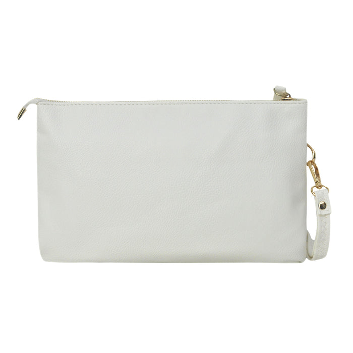 !SALE! White NGIL Faux Leather Push Lock Clutch/Crossbody Bag