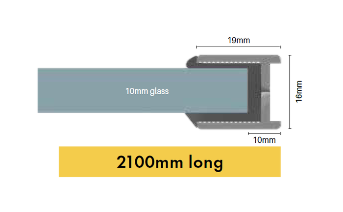 Satin Chrome, Shower Screen Wall Channel for 10mm Glass - Image 3
