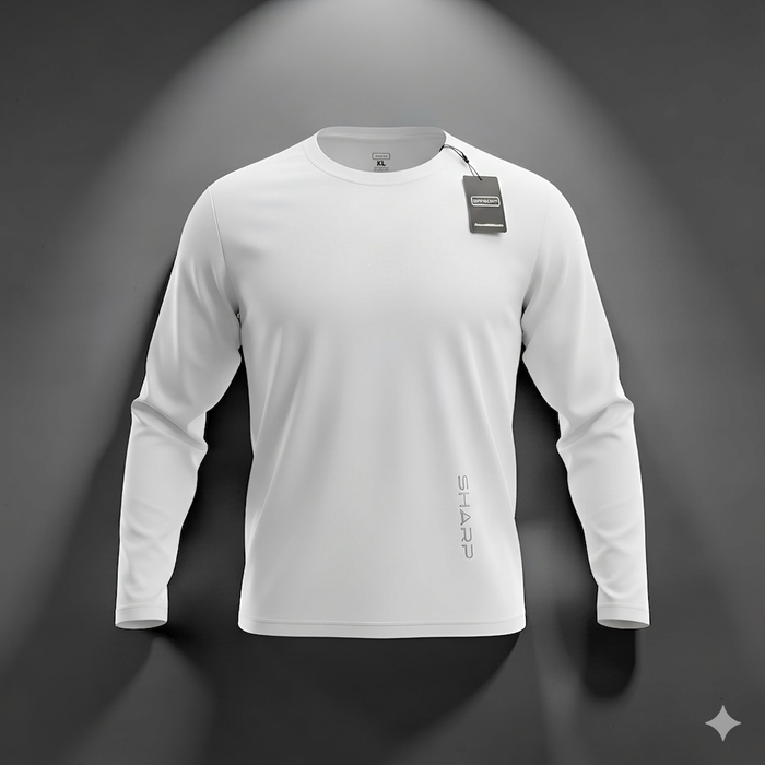 Sharp Ultra Fit Long Sleeve Shirt Side Logo - White