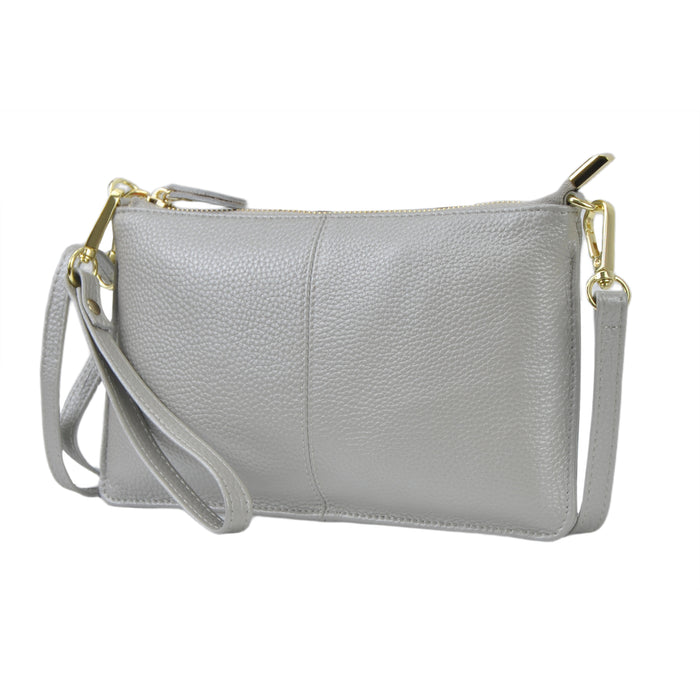 Silver NGIL Genuine Leather Wristlet Crossbody Bag
