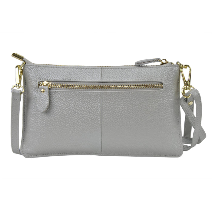 Silver NGIL Genuine Leather Wristlet Crossbody Bag