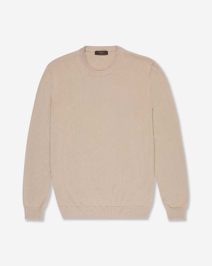 Slim fit cotton crepe crew-neck jumper